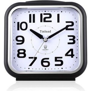 5.5" Silent Analog Alarm Clock Non Ticking, Gentle Wake, Beep Sounds